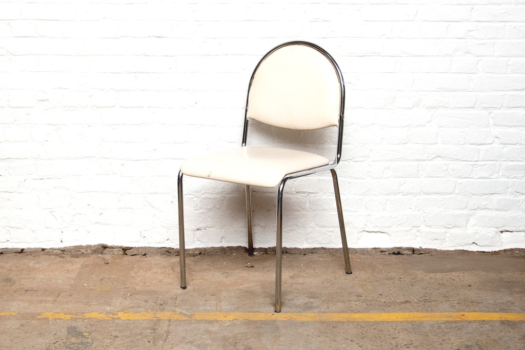 Retro Chrome Frame Chair with Cream Upholstery