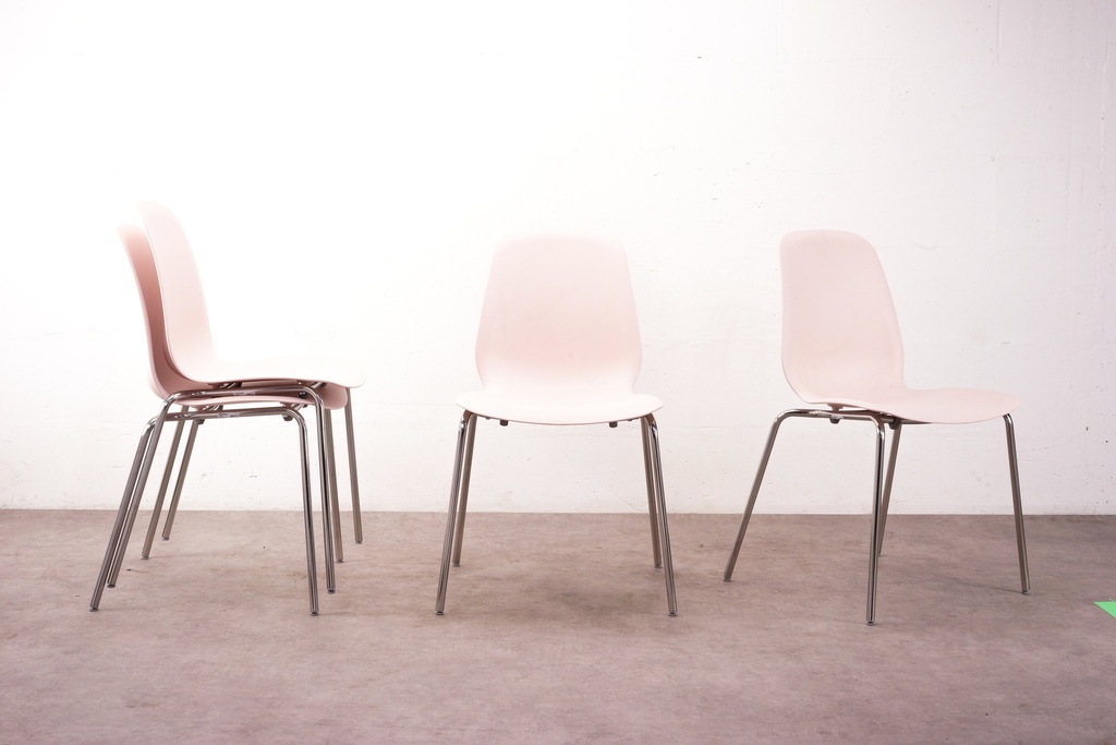 Blush Pink Modern Stackable Chairs with Chrome Legs