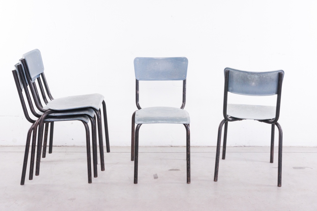 Vintage Industrial Stackable Metal Chairs
