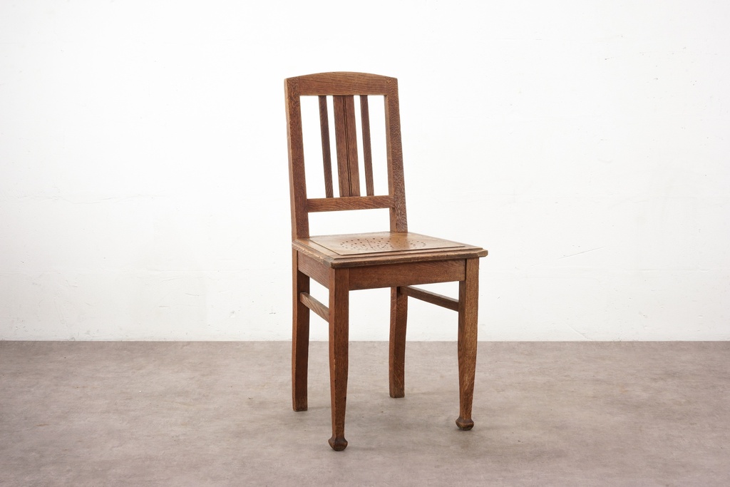 Antique Oak Slat-Back Dining Chair