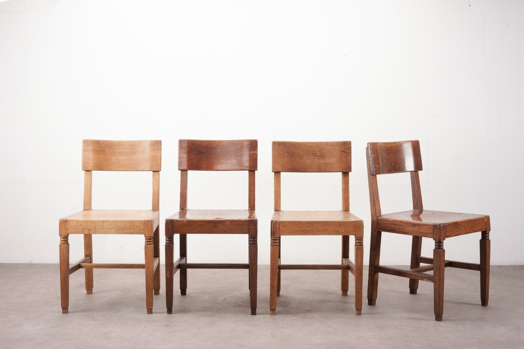 Vintage Wooden Dining Chairs Set of Four