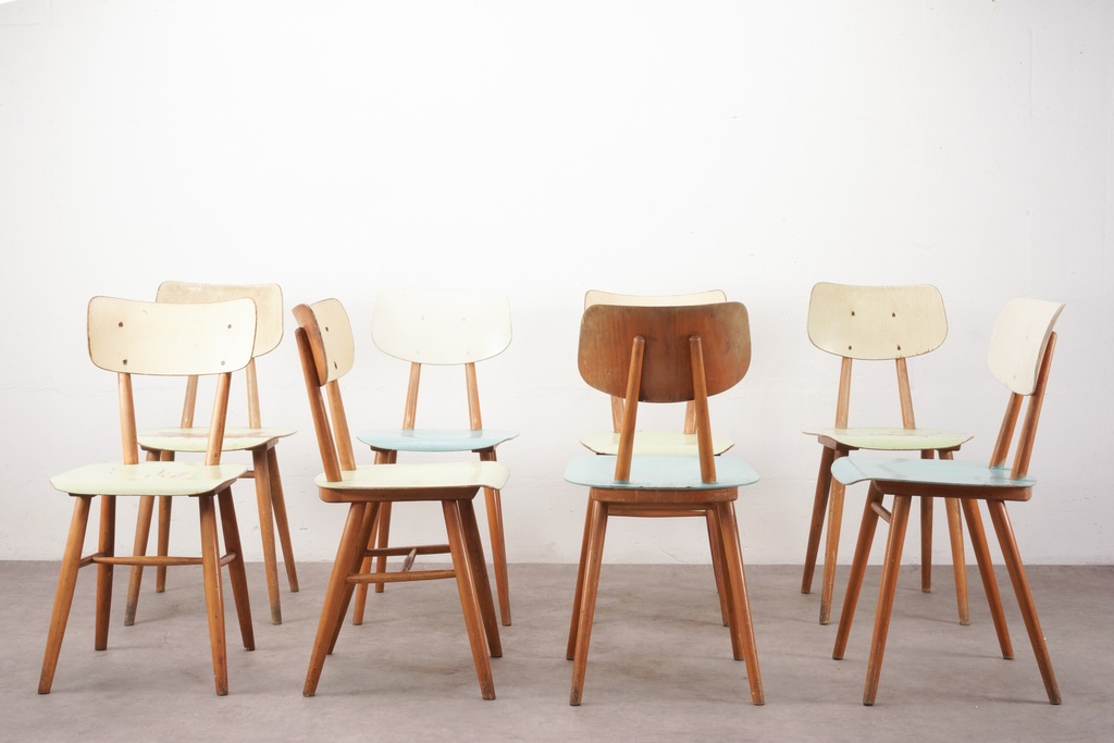 Vintage Mid-Century Modern Wooden Chairs Set