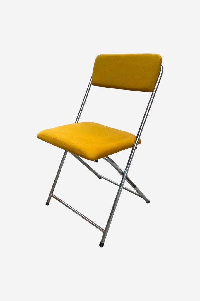 Retro Yellow Folding Chair with Chrome Frame