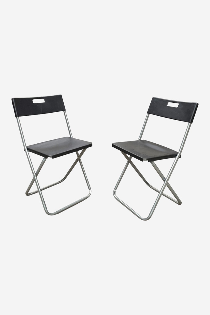 Modern Black Folding Chairs Duo