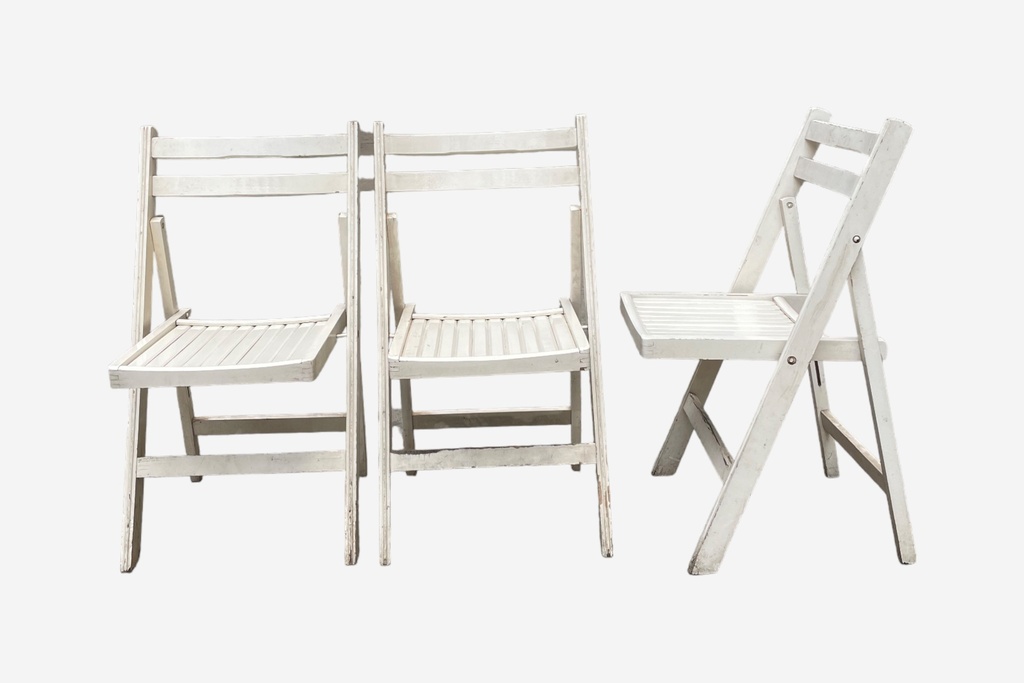 Vintage White Wooden Folding Chair