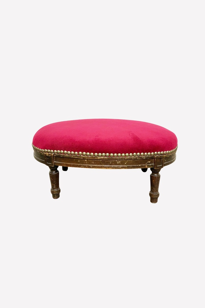 Victorian Red Velvet Tufted Footstool