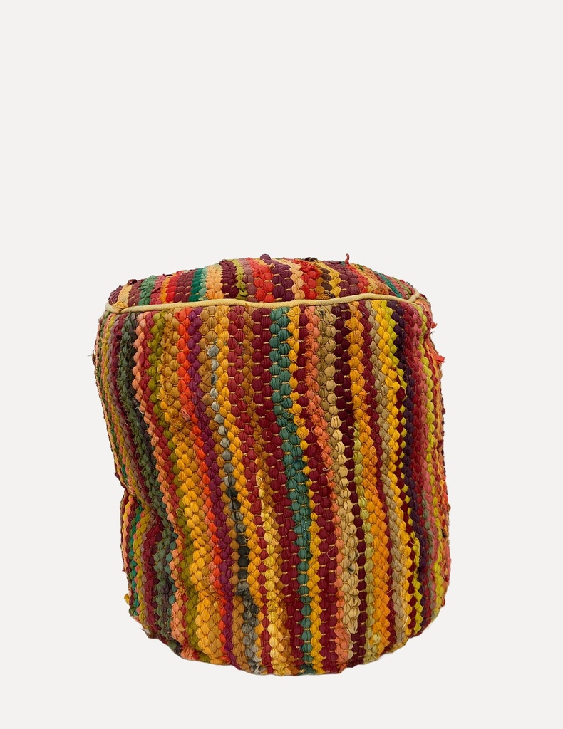 Colorful Woven Pouf Ottoman