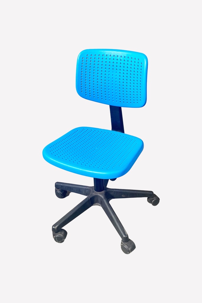 Modern Blue Plastic Desk Chair on Wheels