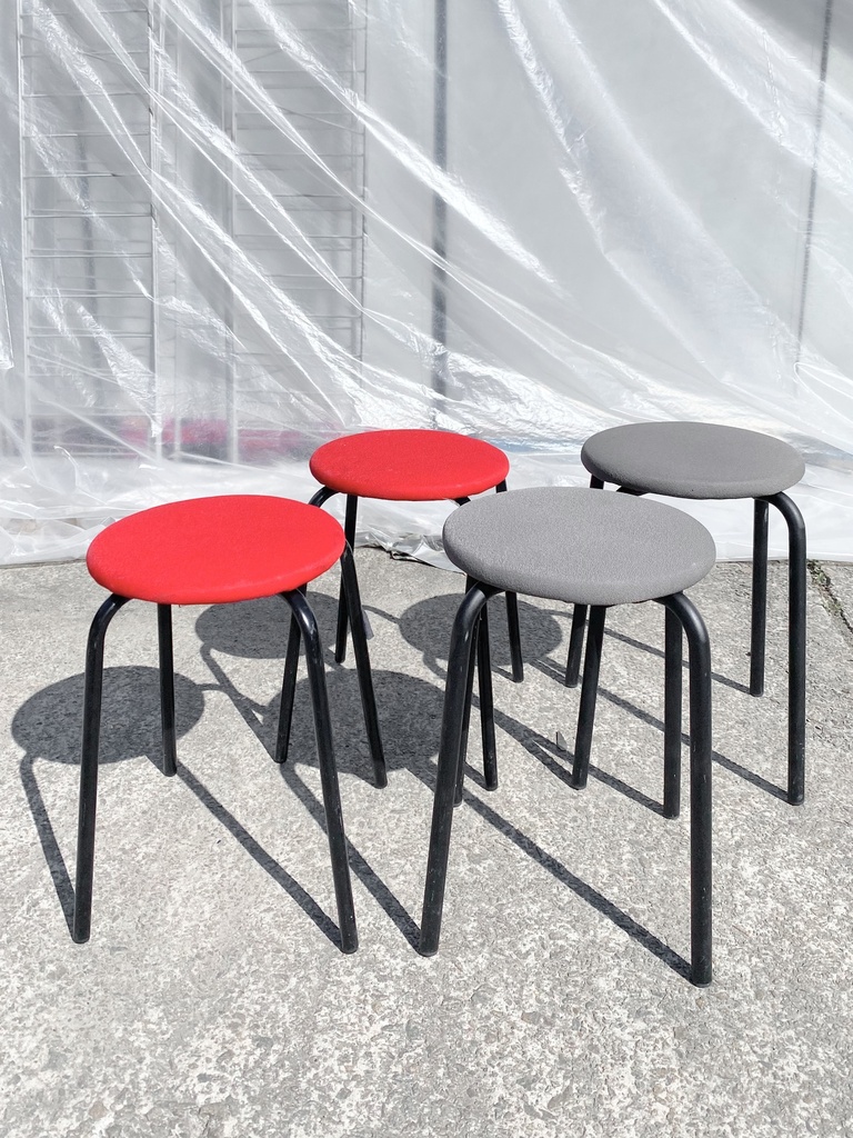 Retro Modern Upholstered Stools Quartet