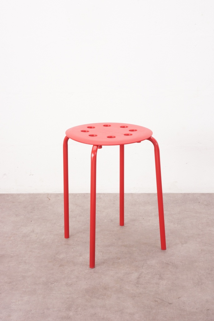 Modern Red Perforated Stool with Minimalist Design