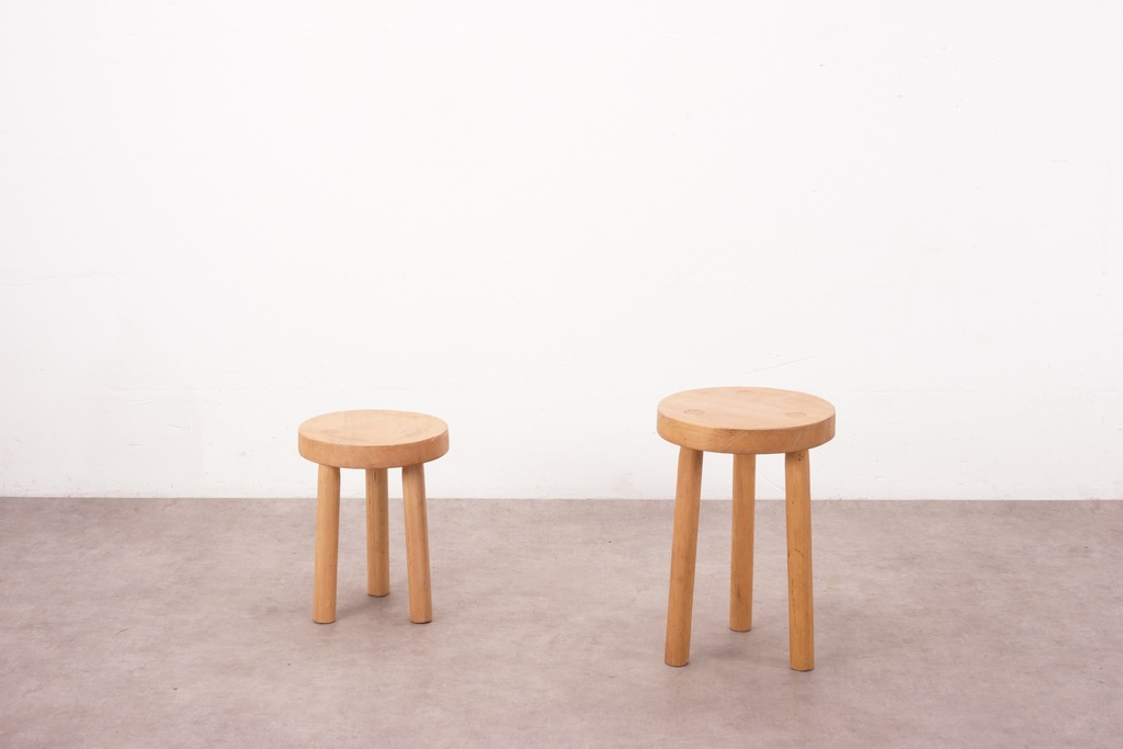 Natural Wooden Stools - Pair (Small and Large)