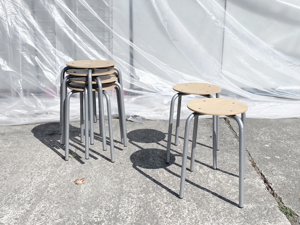 Industrial Metal Stools on Concrete