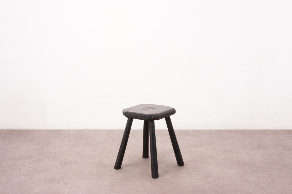 Rustic Black Wooden Milking Stool