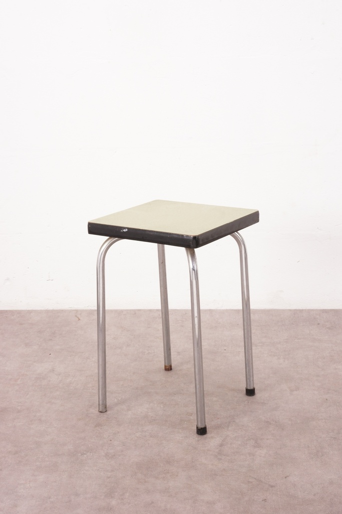 Vintage Industrial Metal Stool with Green Laminate Top