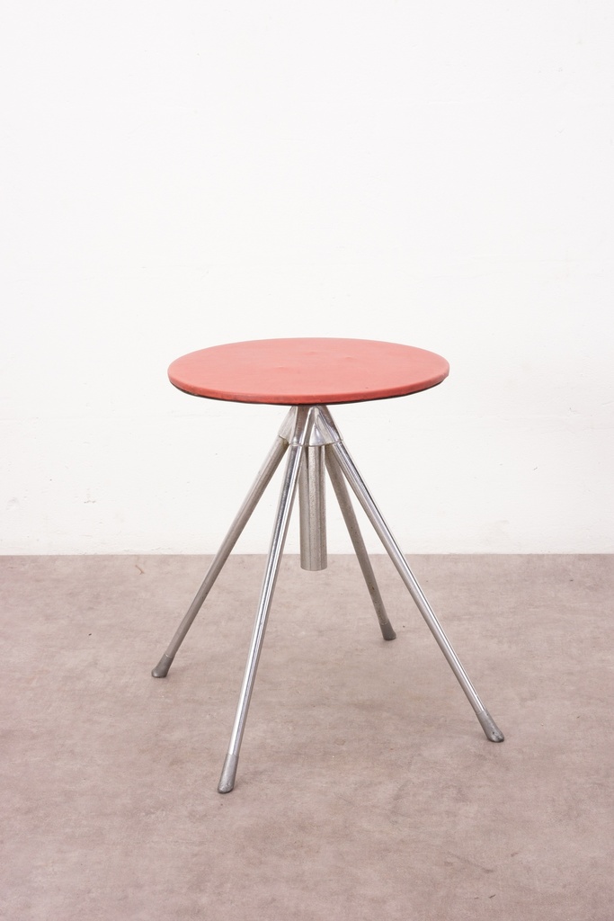 Industrial Red Tripod Stool