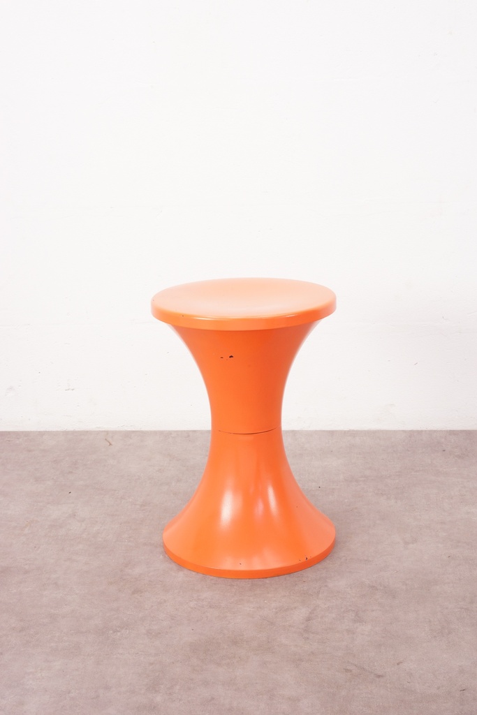 Mid-Century Modern Orange Hourglass Stool