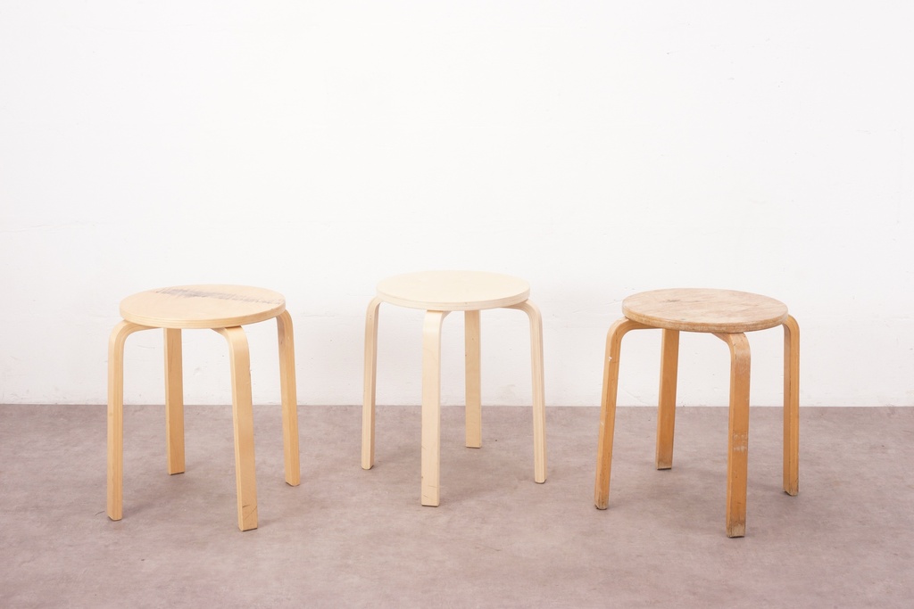 Vintage Wooden Stacking Stools Trio