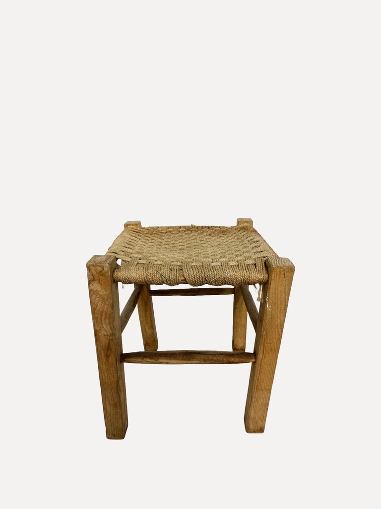 Rustic Woven Wooden Stool