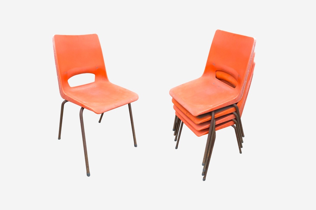 Retro Orange Stackable School Chairs