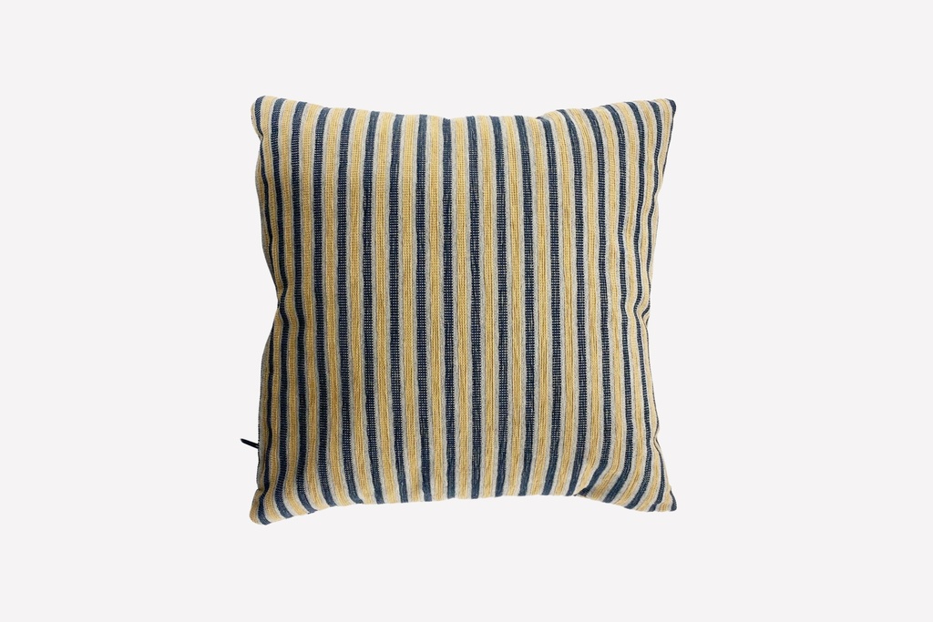 Navy and Mustard Striped Throw Pillow