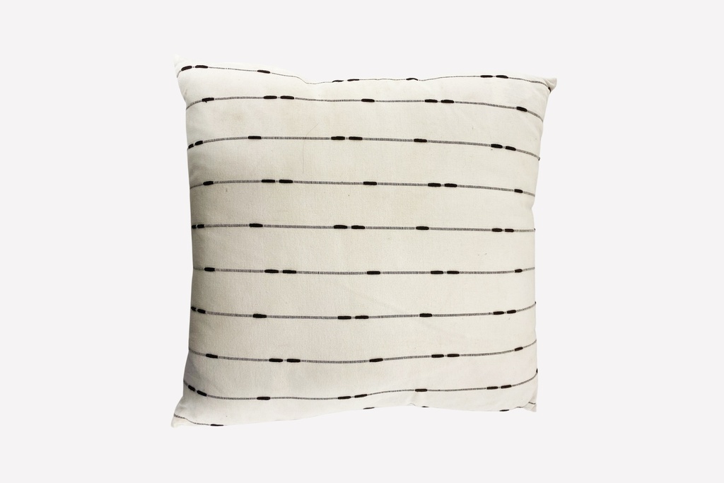 White Throw Pillow with Minimalist Line Pattern