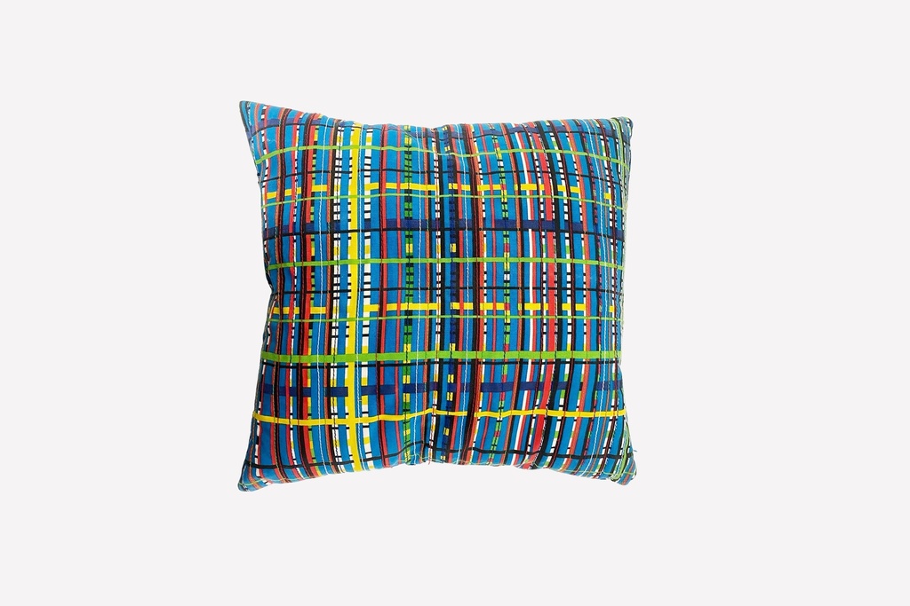 Vivid Multicolor Grid Pattern Throw Pillow