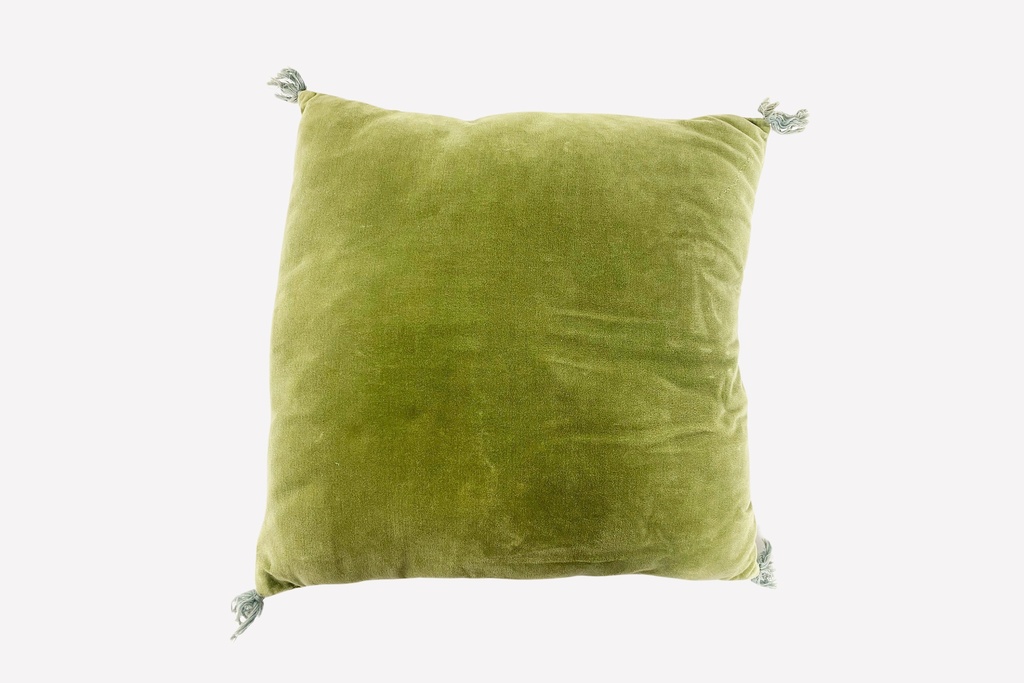 Lime Green Velvet Tassel Pillow