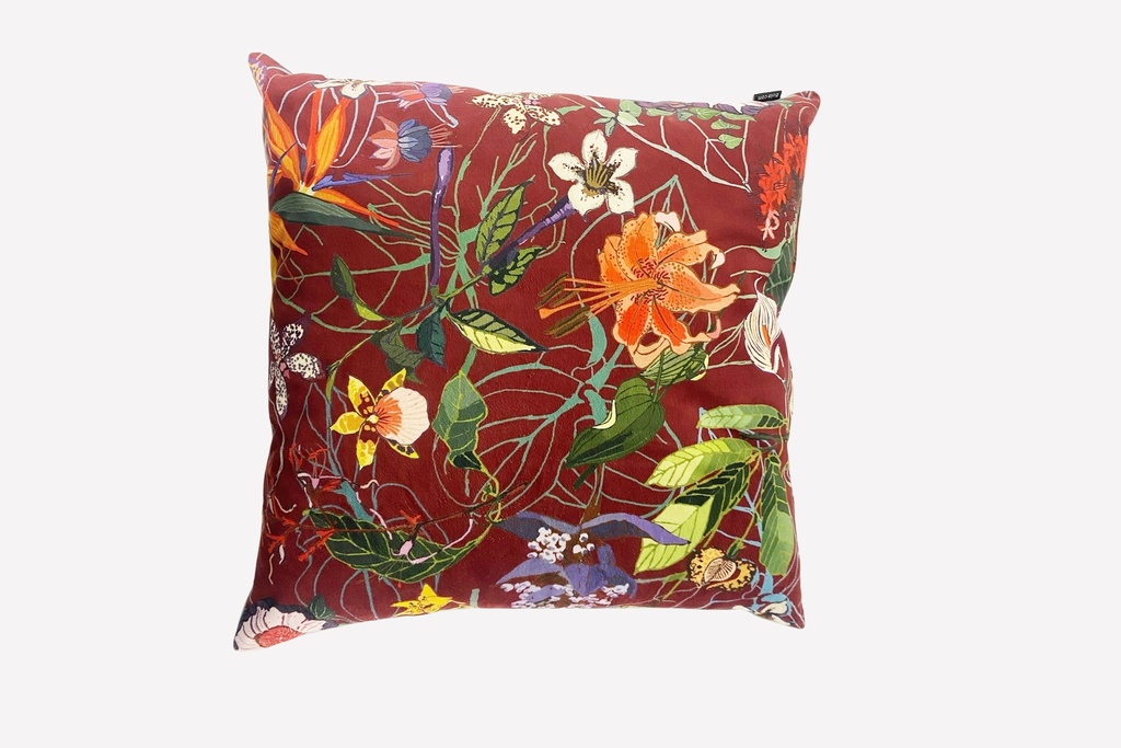 Crimson Botanical Accent Pillow