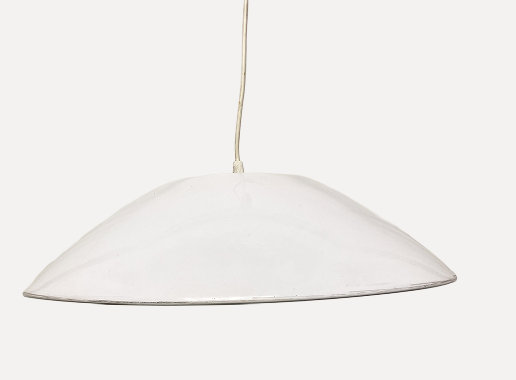 Hanging In White Metal Dome Lamp