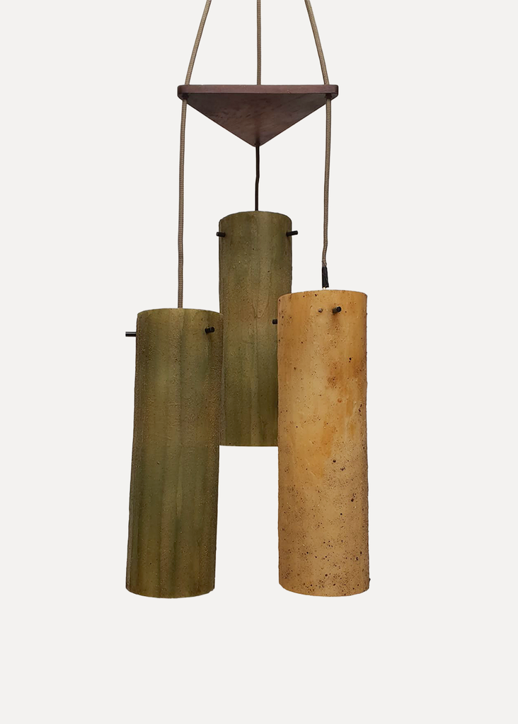 Trio Of Green And Yellow Hanging Lamp