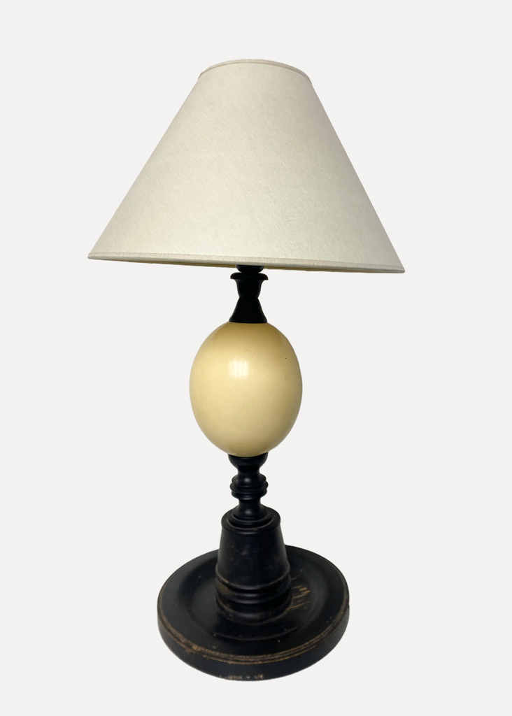 Wooden black and white table lamp