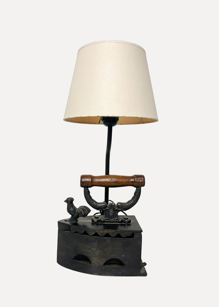 Old cast iron iron with a rooster Lamp