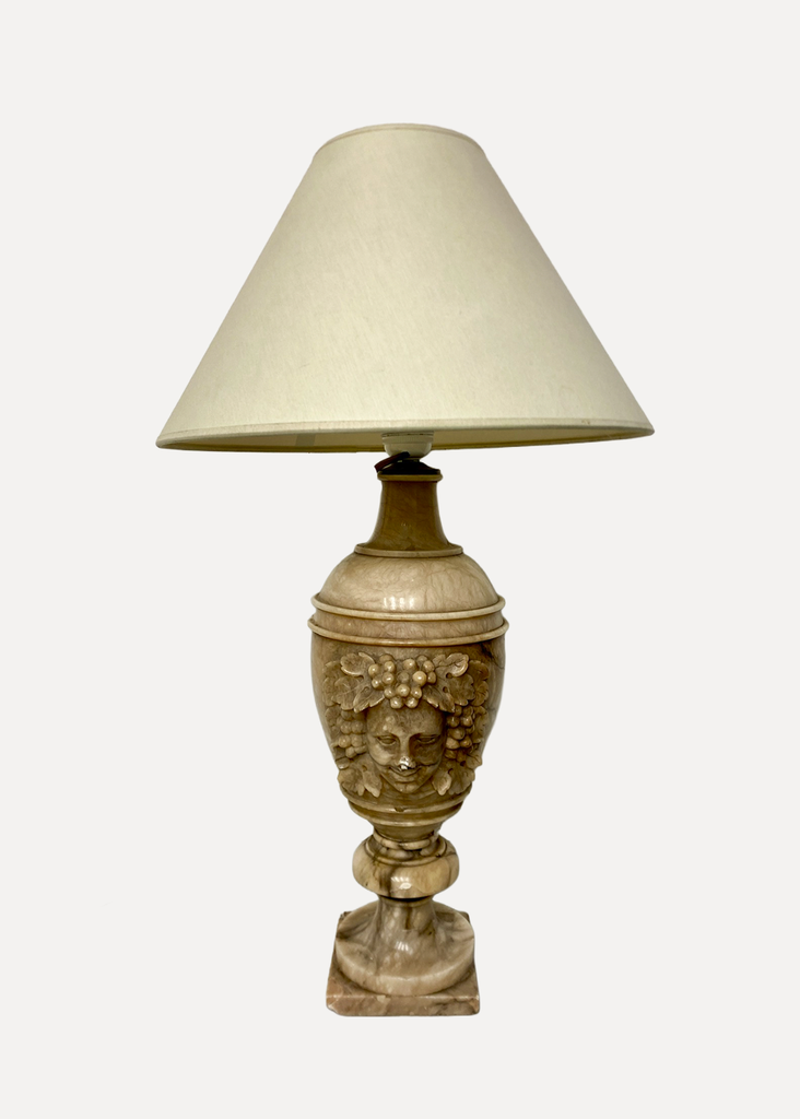 Lamp With Sculpture Of A Face And Bunches of Grapes