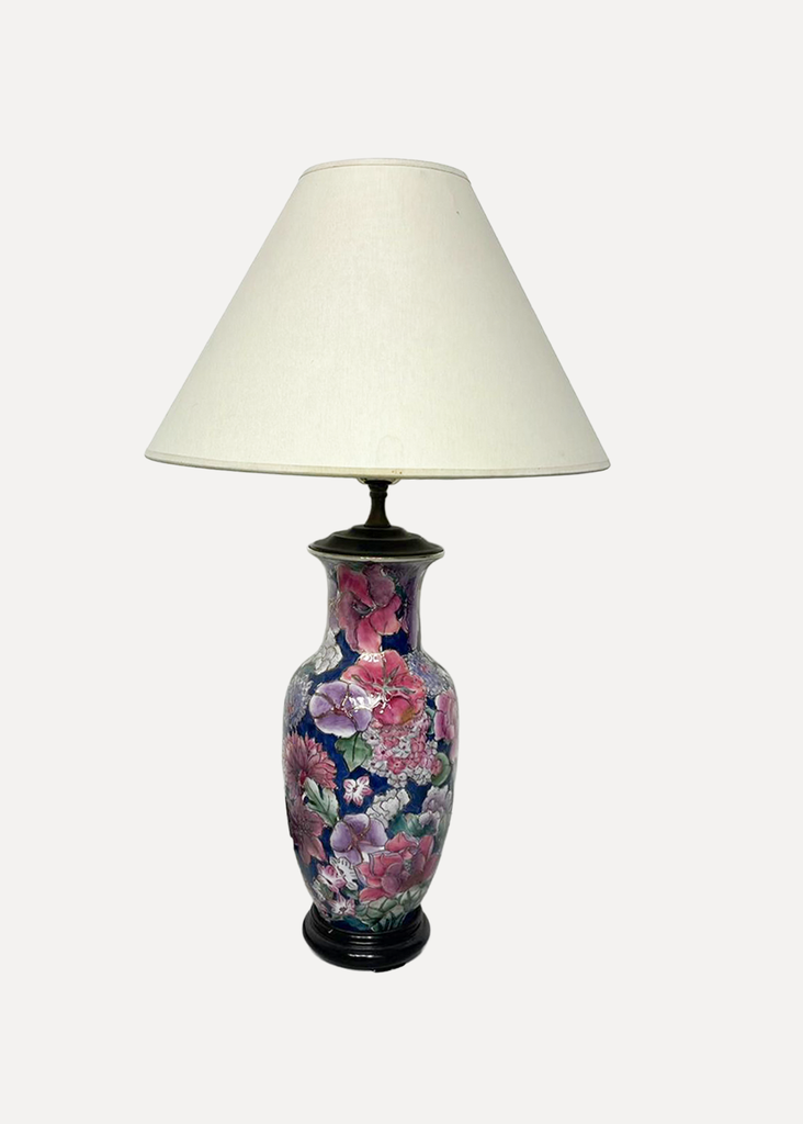 Pink And Purple Flowers Ceramic Table Lamp