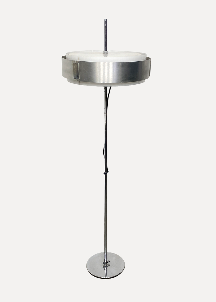 Mid Century Silver and Glass Floor Lamp