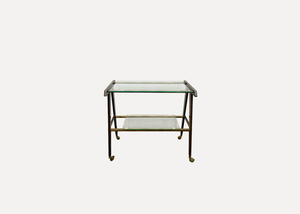 Vintage Rolling Console with Glass
