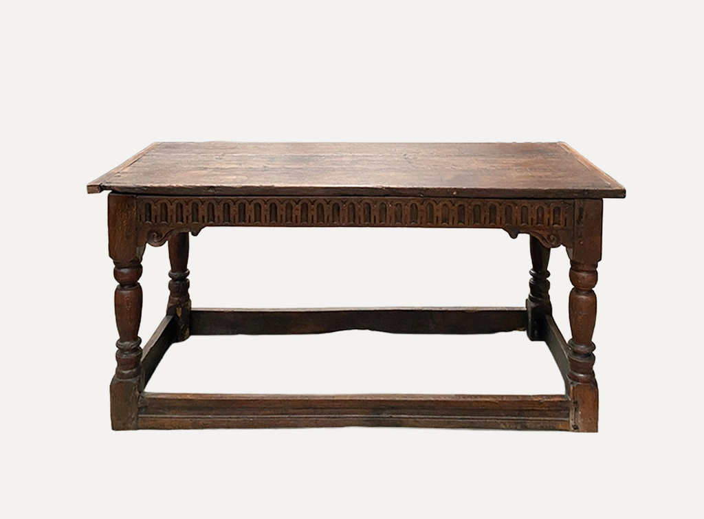 Old Dark Wooden Dining Table