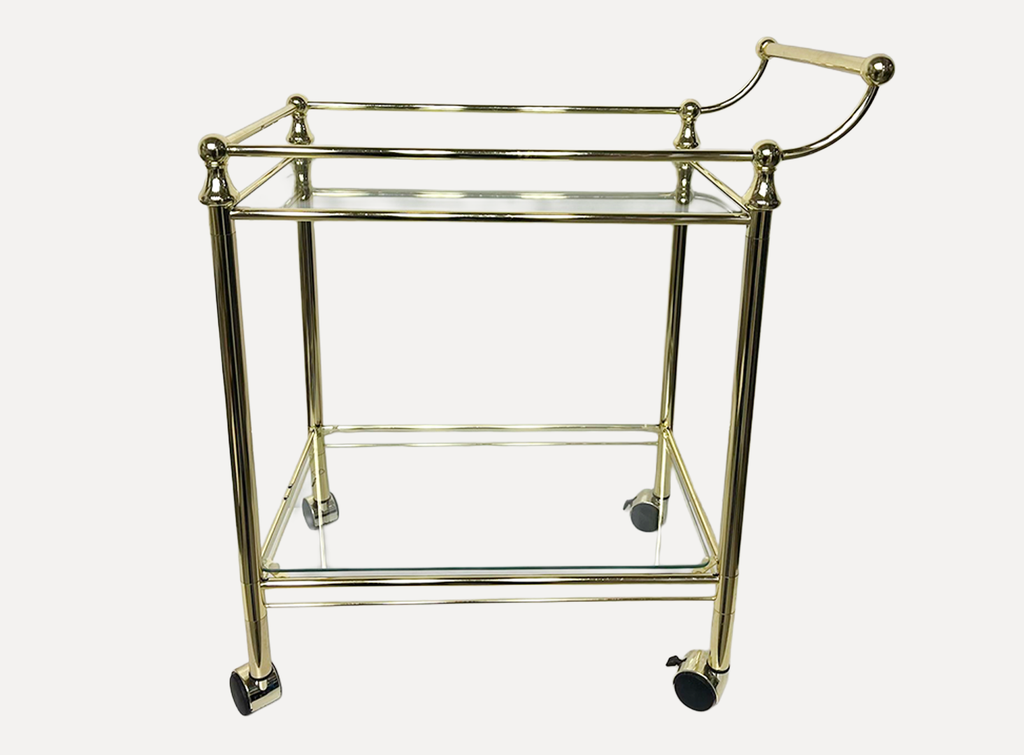 Glass And Gold Serving Cart