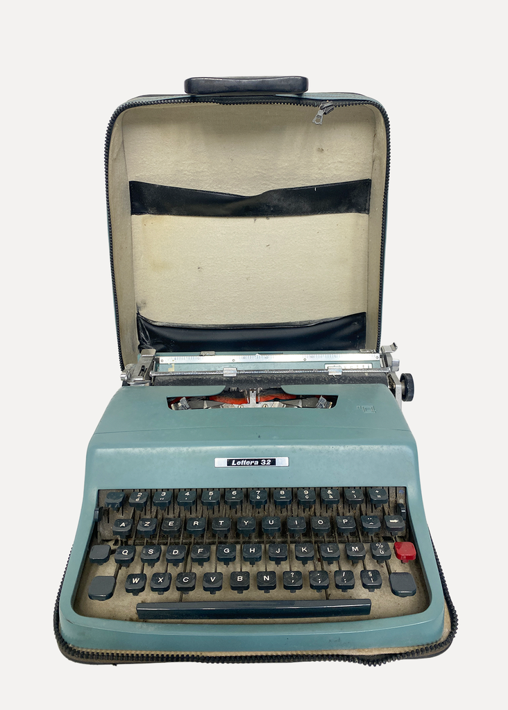 Blue Portable Typewriter