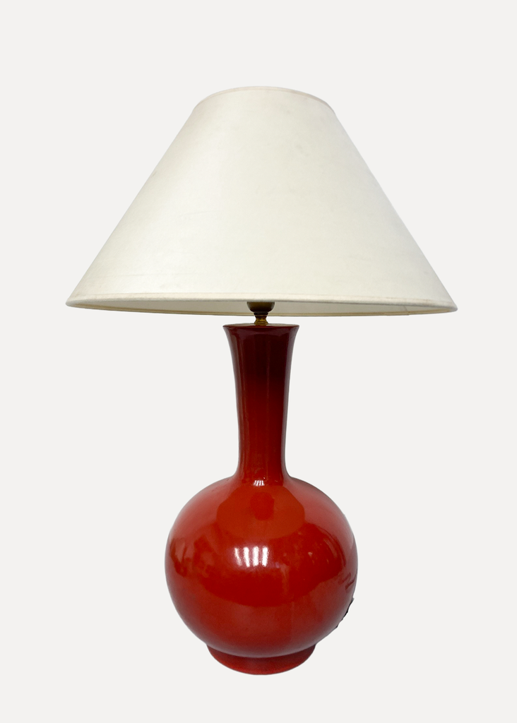 Red And Round Ceramic Table Lamp