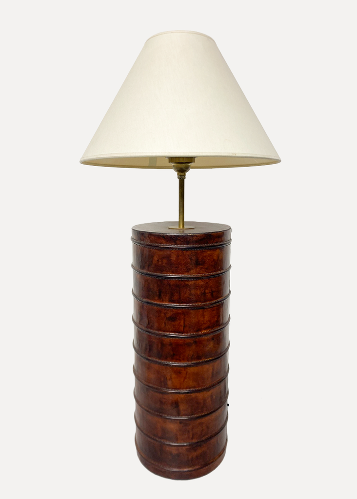 Brown leather table lamp