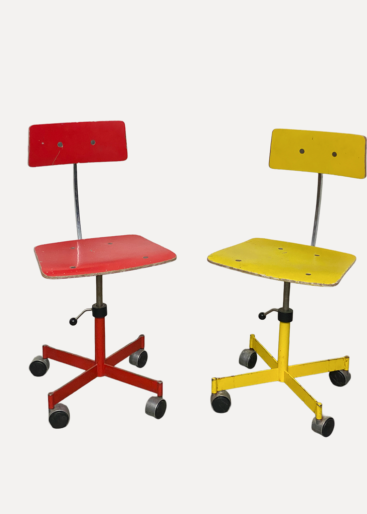 Red And Yellow Wood Office Seating