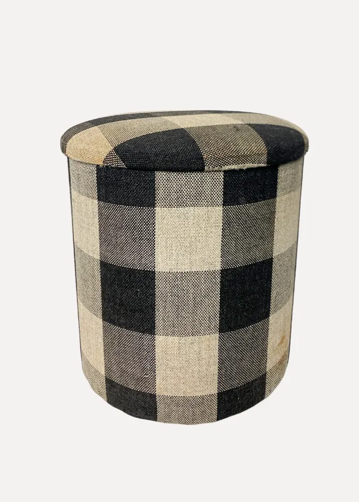 Beige And Black Fabric Stool Seating
