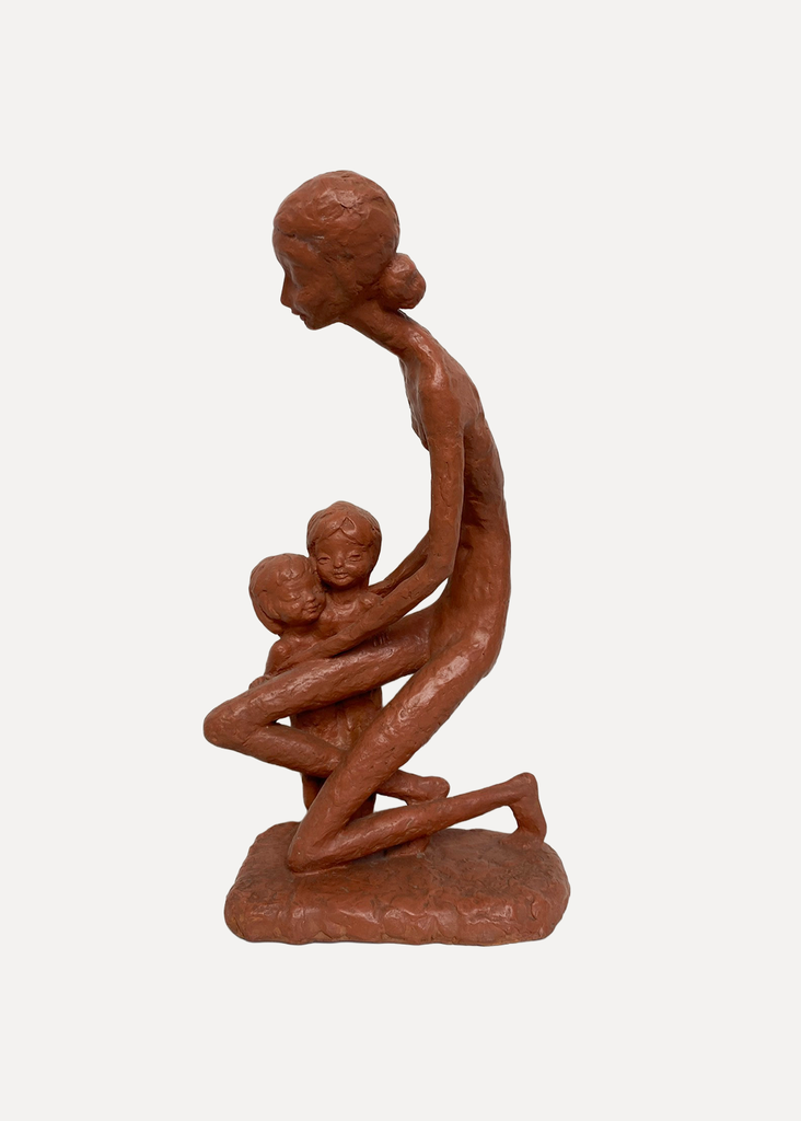Stylized Grouping: Mother And Children Terracotta Sculpture