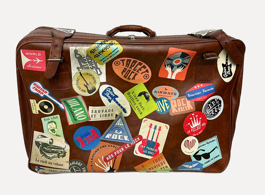 Brown Suitcase With Labels Luggage