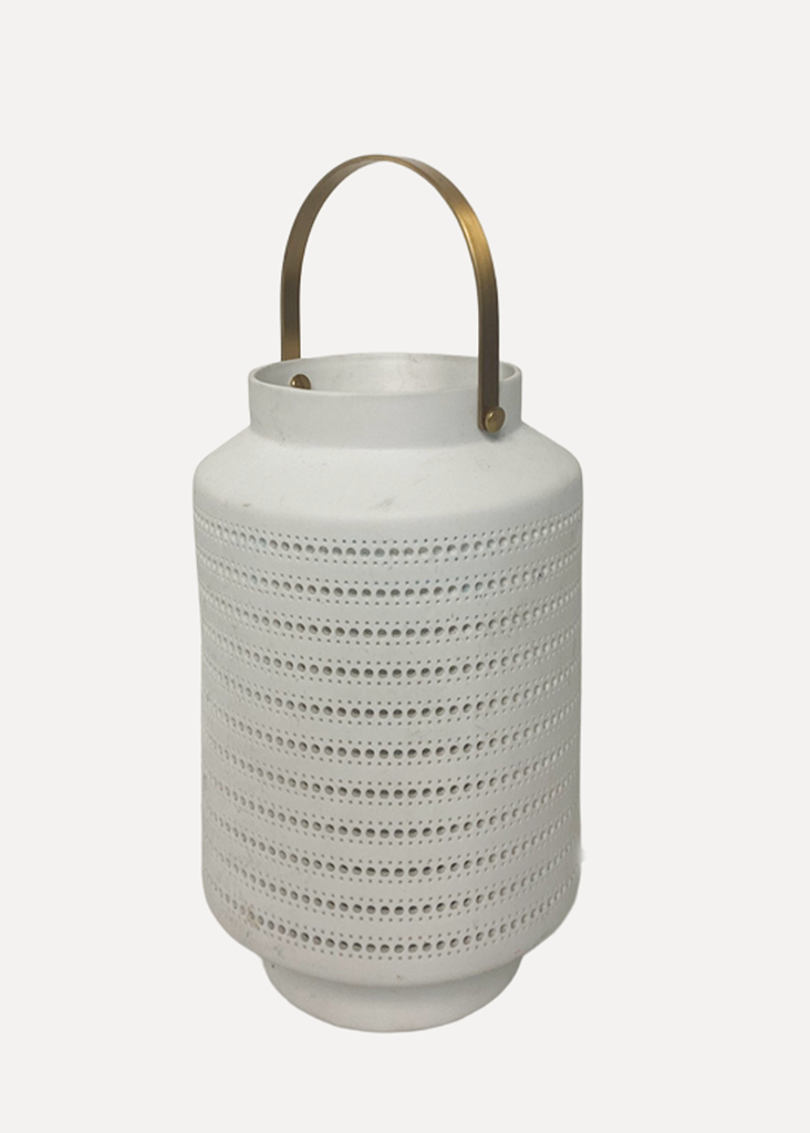 White Perforated Lantern Lamp