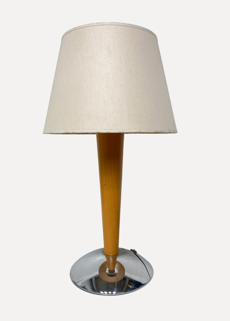Wood And Silver Table Lamp