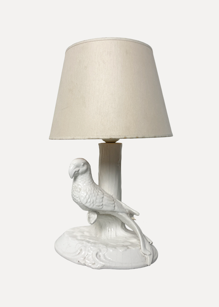 White ceramic bird table lamp
