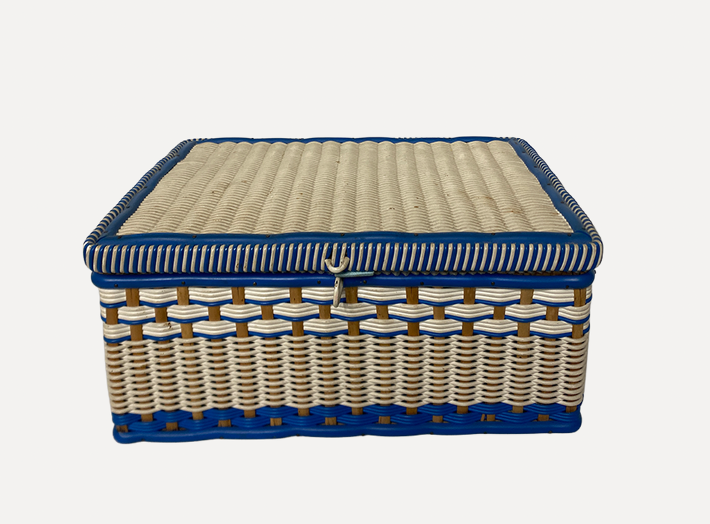 Blue Rattan Storage Basket