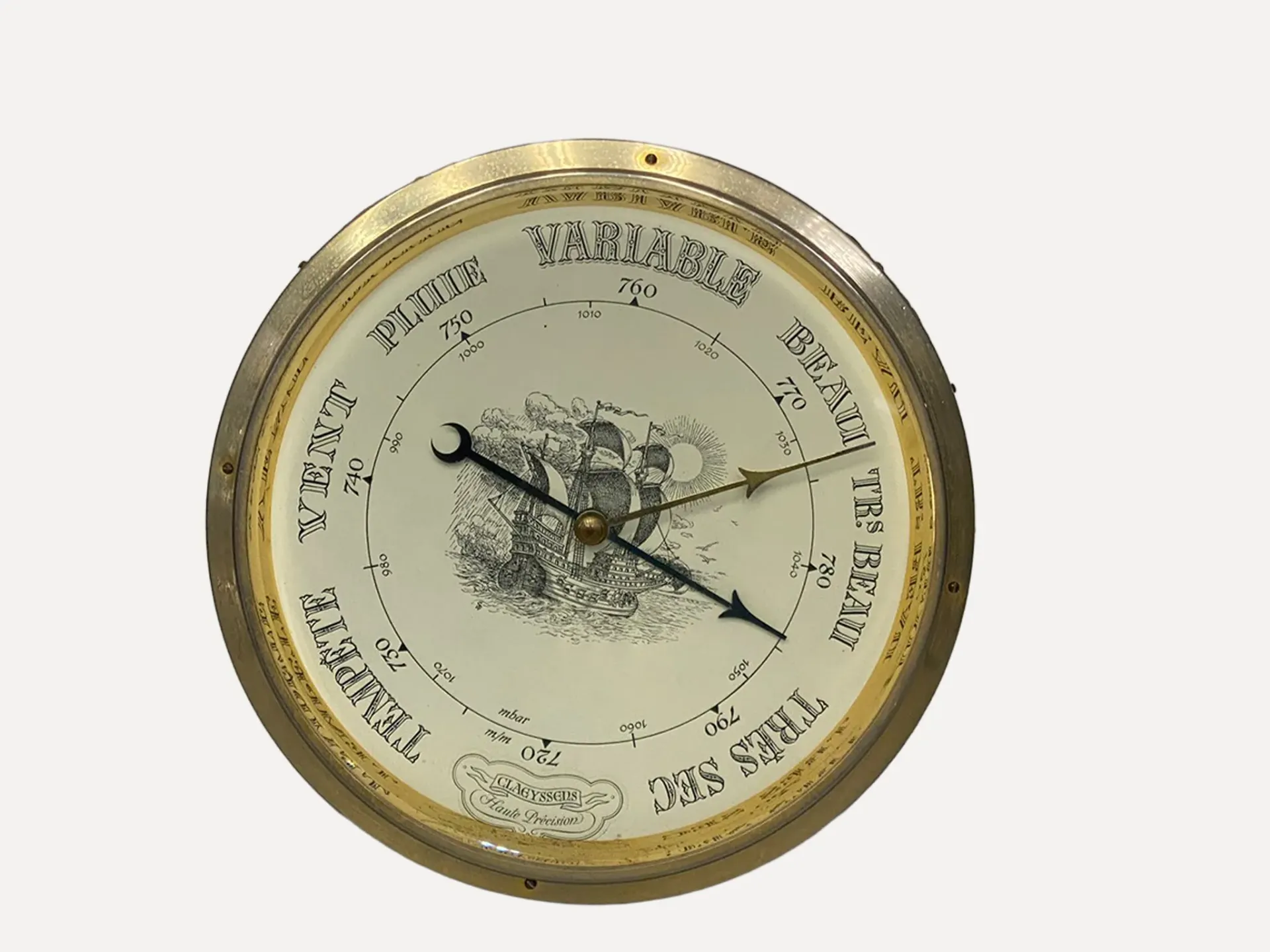 Vintage French Marine Aneroid Barometer